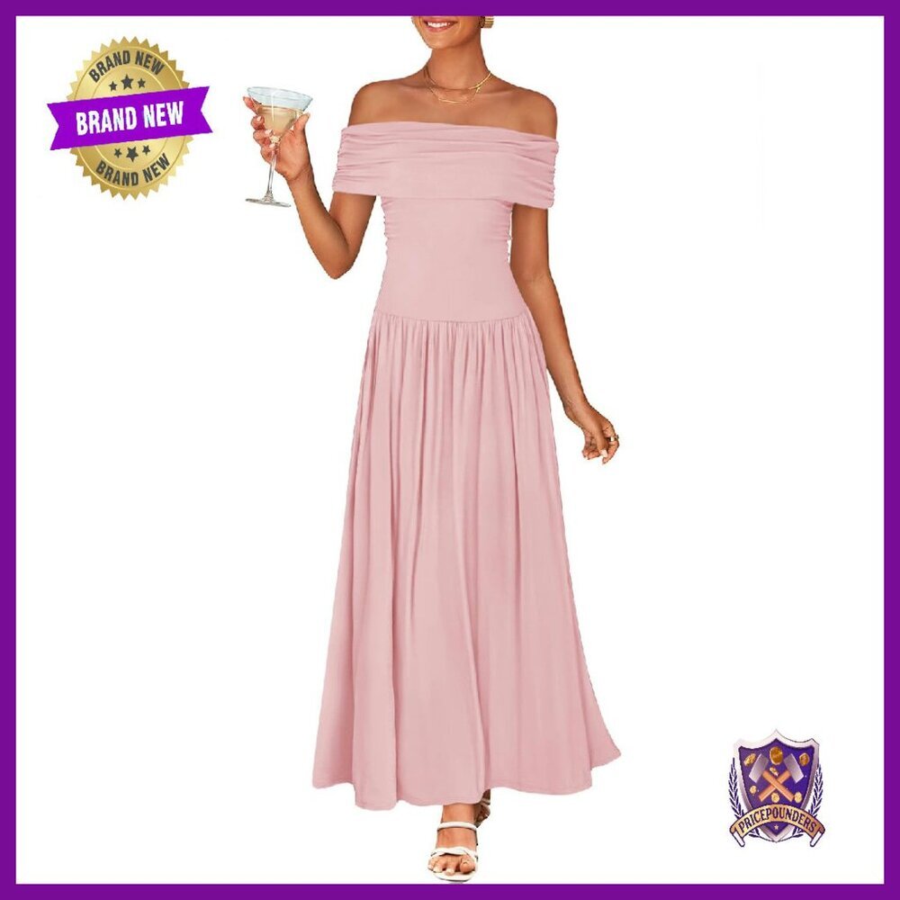 Off Shoulder Maxi Dress Sleeveless Slim Fit Formal Party Summer